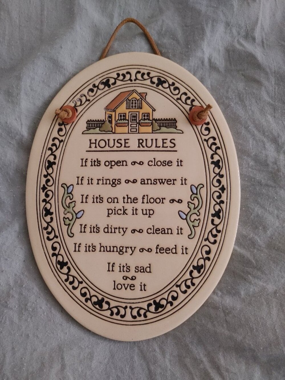 'House Rules' Ceramic Hand Crafted Plaque
